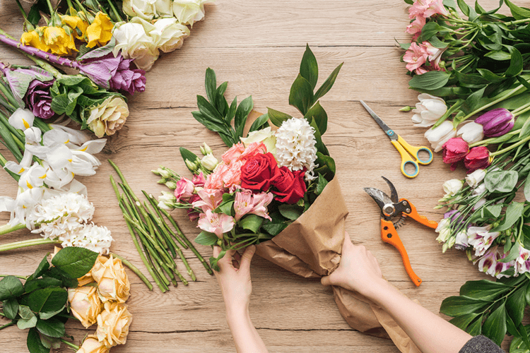 Ramos de flores com dedicatória